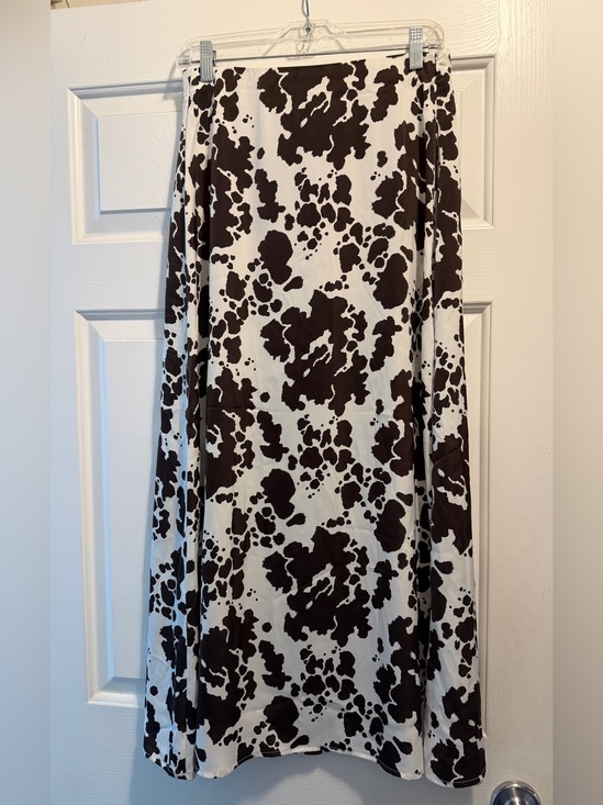 Sincerly Jules Dresses & Skirts - Women's silky Cow Print Maxi Skirt - White and Brown